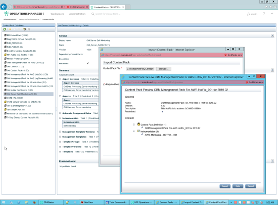 screenshot OMi Content Manager